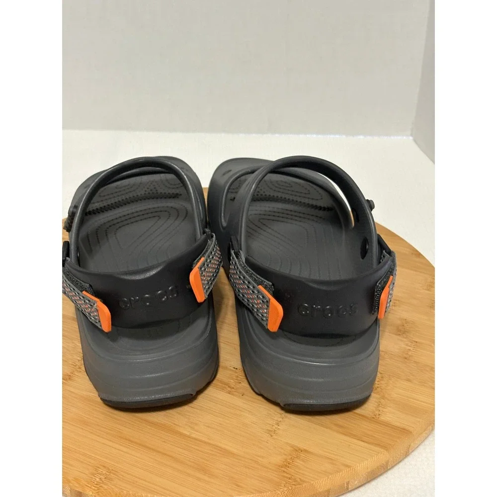 Crocs Classic All-Terrain Sandal Mens 12 Grey Orange Adjustable Strap 207711